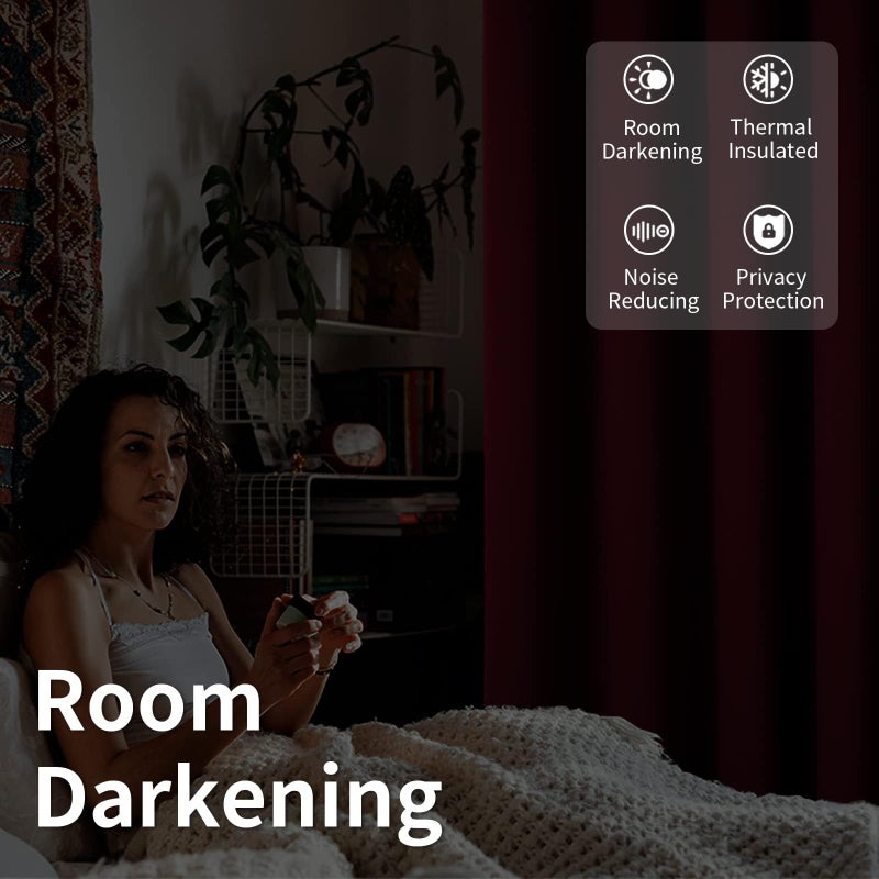 BGment بئسة عيد الميلاد الستائر الباب للبور لغرفة المعيشة واسعة غرفة الستائر غامق حراري معزول تعتيم الخصوصية مقسمة الستائر نافذة المقسم 1 لوحة بورجوندي 100 × 108 بوصة - Image 4