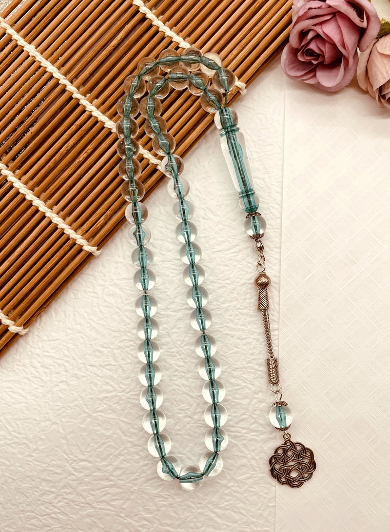 10mm 45-bead moon glass transparent acrylic prayer beads, handcrafted by Muslims - Image 1