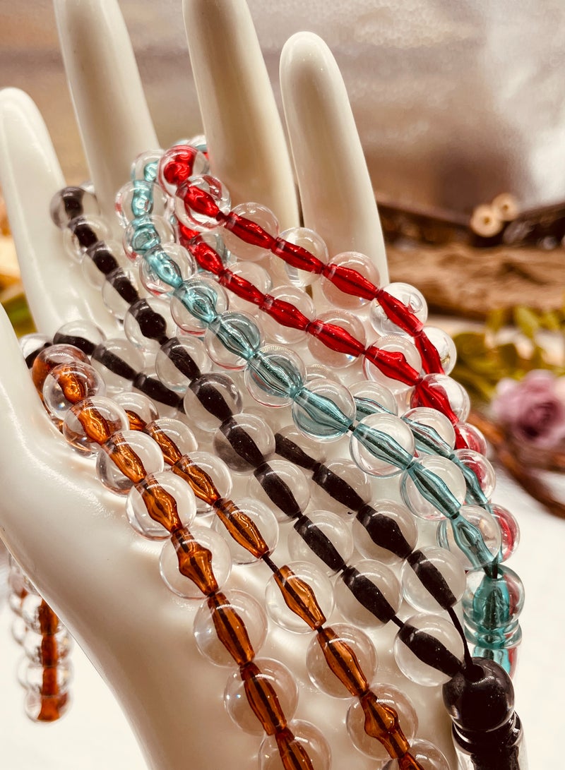 10mm 45-bead moon glass transparent acrylic prayer beads, handcrafted by Muslims - Image 4