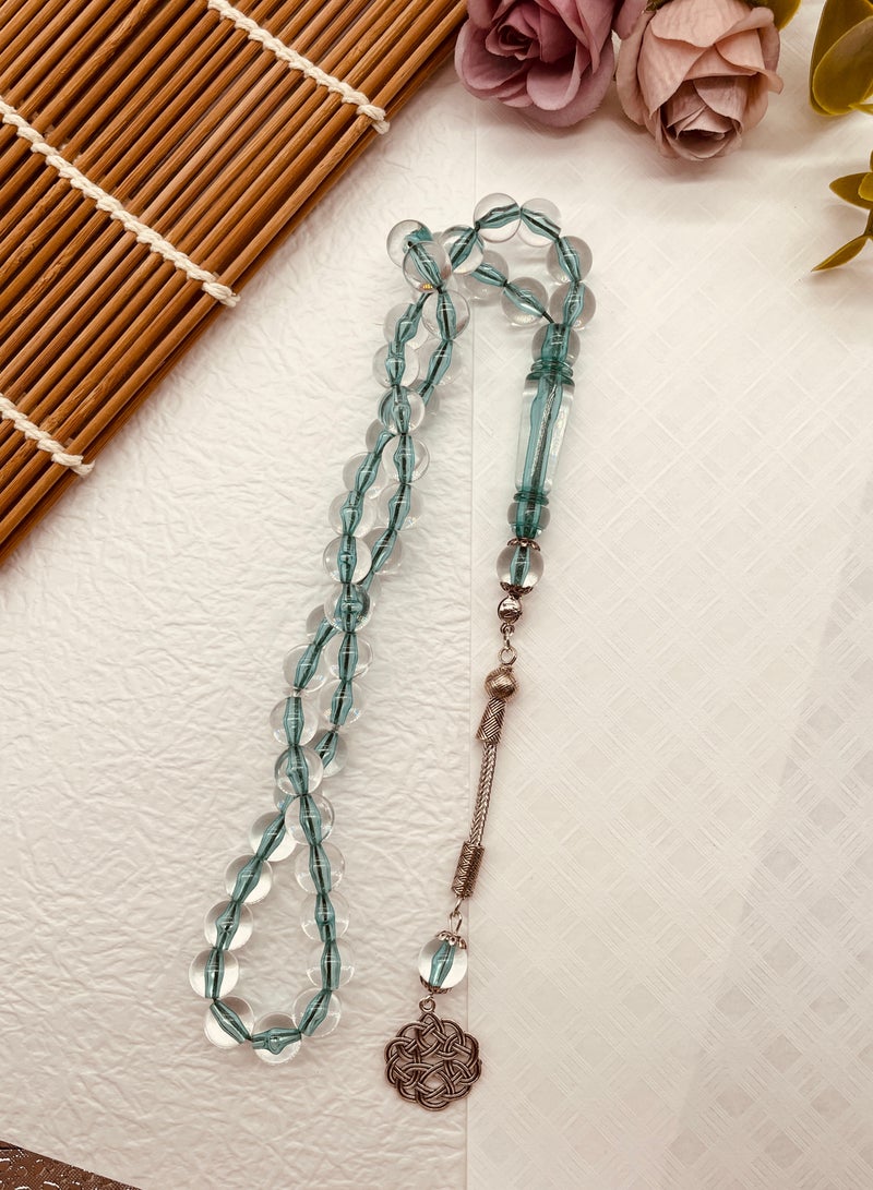 10mm 45-bead moon glass transparent acrylic prayer beads, handcrafted by Muslims - Image 3
