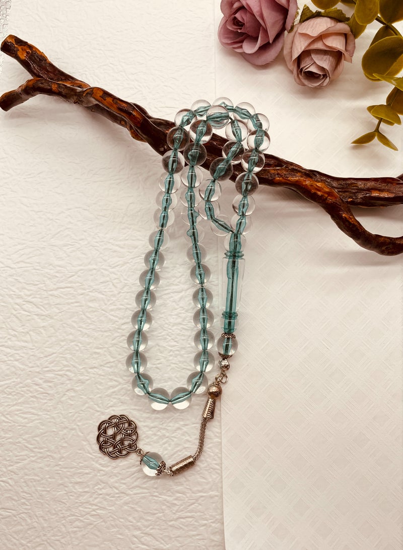 10mm 45-bead moon glass transparent acrylic prayer beads, handcrafted by Muslims - Image 2