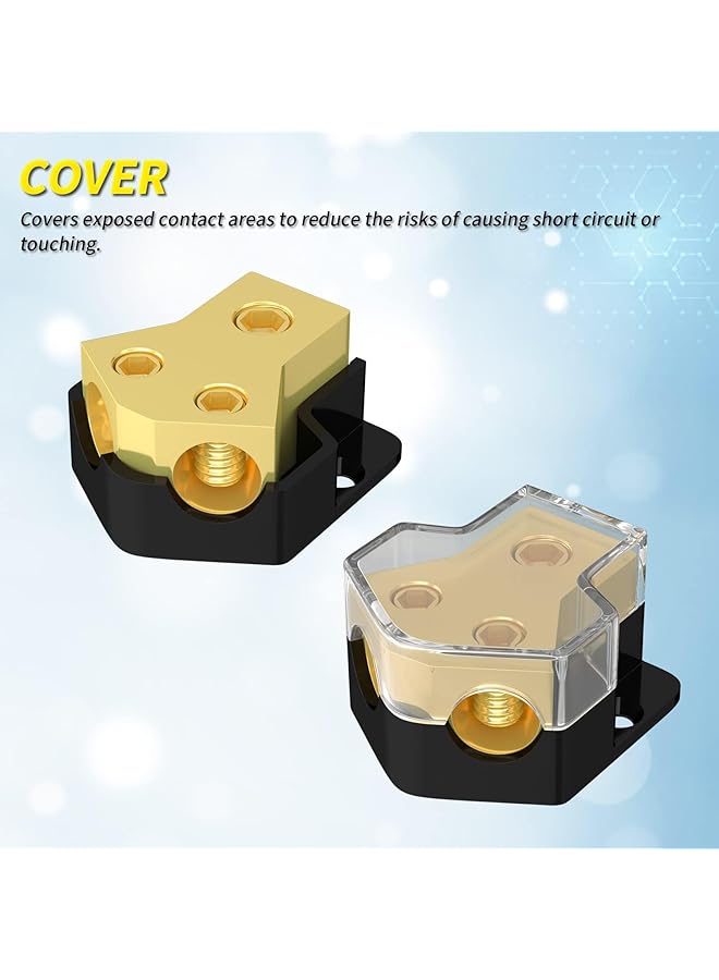 Excefore 2-Way Car Audio Power Distribution Block, 0/2/4 Gauge Input To 4/8/10 Gauge Output, Ground Distribution Block For Amplifiers In Auto, Car, And Boat Audio Systems - Image 4