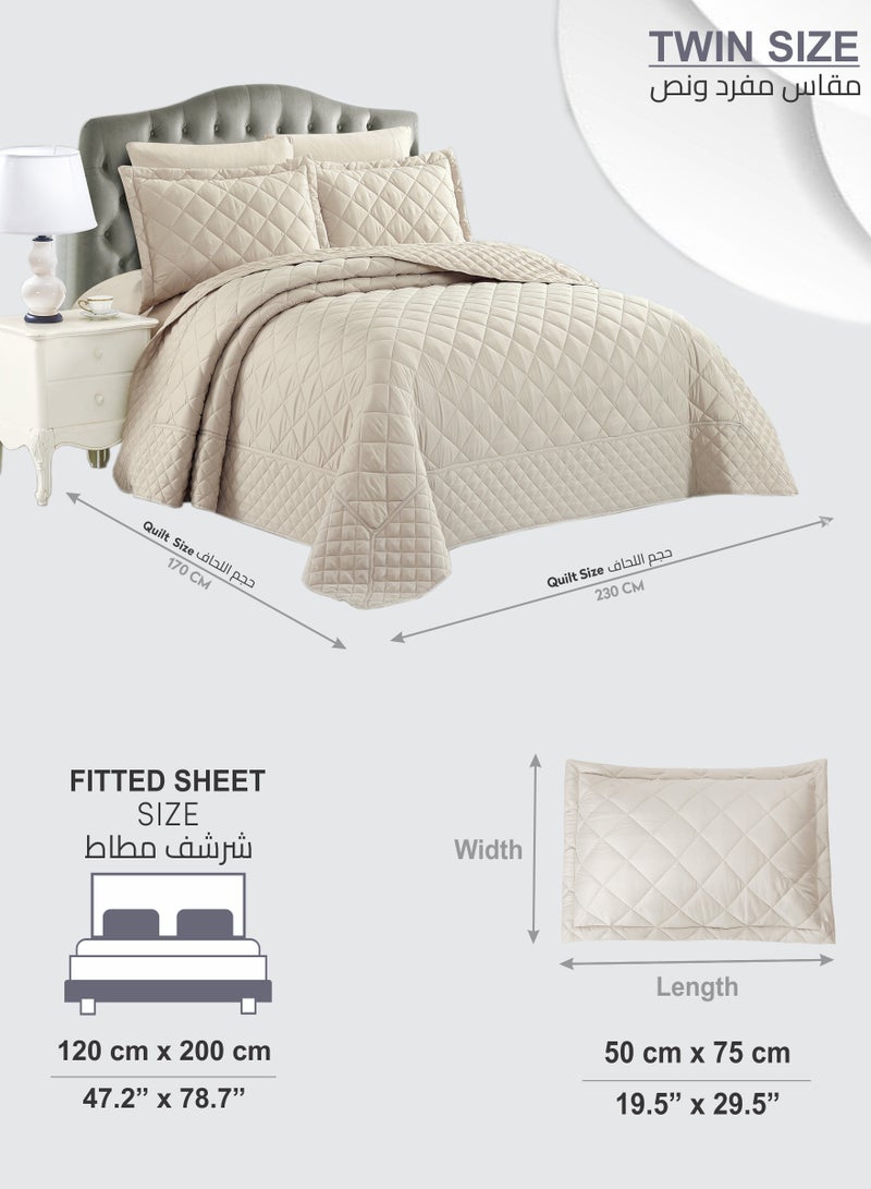 Quilt Set 3-Pcs Single Size Bedspread Coverlet Set Compressed Comforter Soft Bedding Cover With Matching Fitted Sheet Pillow Shams Pillow Cases Linen