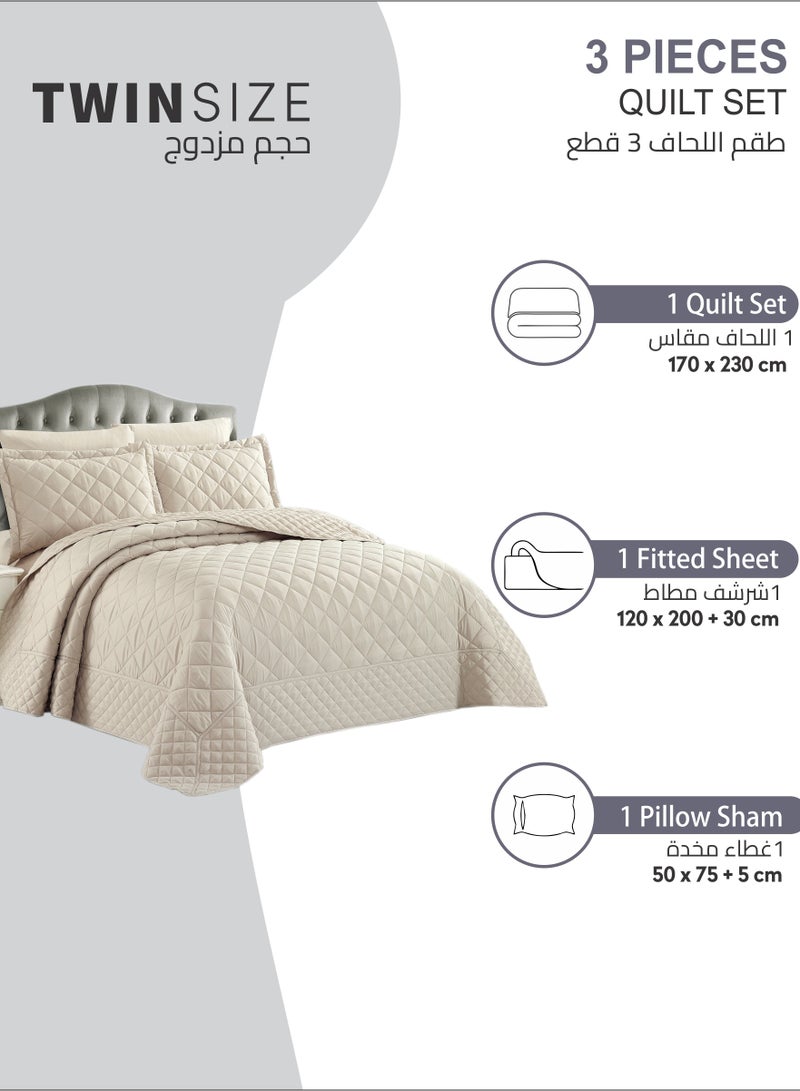 Quilt Set 3-Pcs Single Size Bedspread Coverlet Set Compressed Comforter Soft Bedding Cover With Matching Fitted Sheet Pillow Shams Pillow Cases Linen