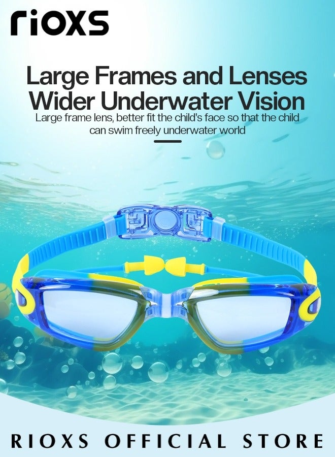 RIOXS Boys' Swimming Set,Short Swim Trunks And Swim Cap,Anti-Fog Wide View Swimming Goggles With Nose Clip Ear Plugs Goggle Case,Complete Swimwear Kit For Little Kids Boys 3-15 Beach Pool Hawaii - Image 2