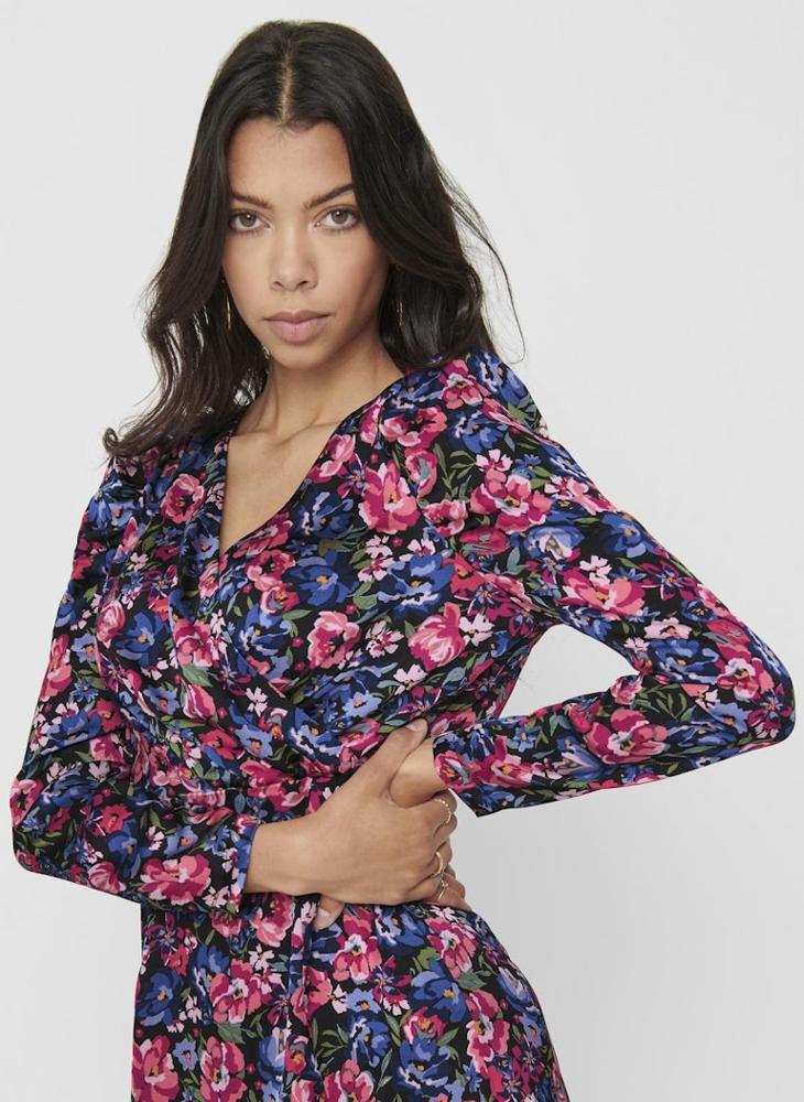 اونلي فستان بنقشة الزهور بفتحة أمامية متداخلة - Image 4