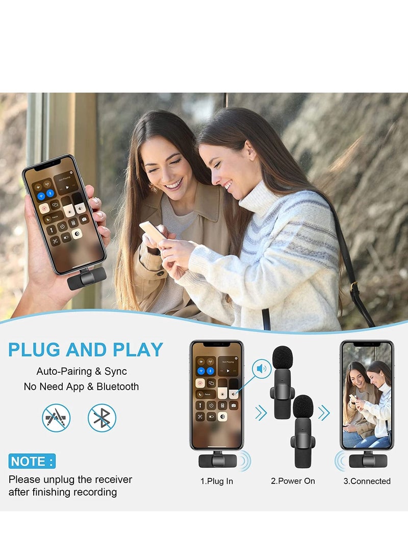 Wireless Lavalier Microphone for iPhone iPad, Plug-Play Wireless Mic for Recording, Live Stream, YouTube, TikTok, Facebook, Noise Reduction Auto-Sync - Image 3