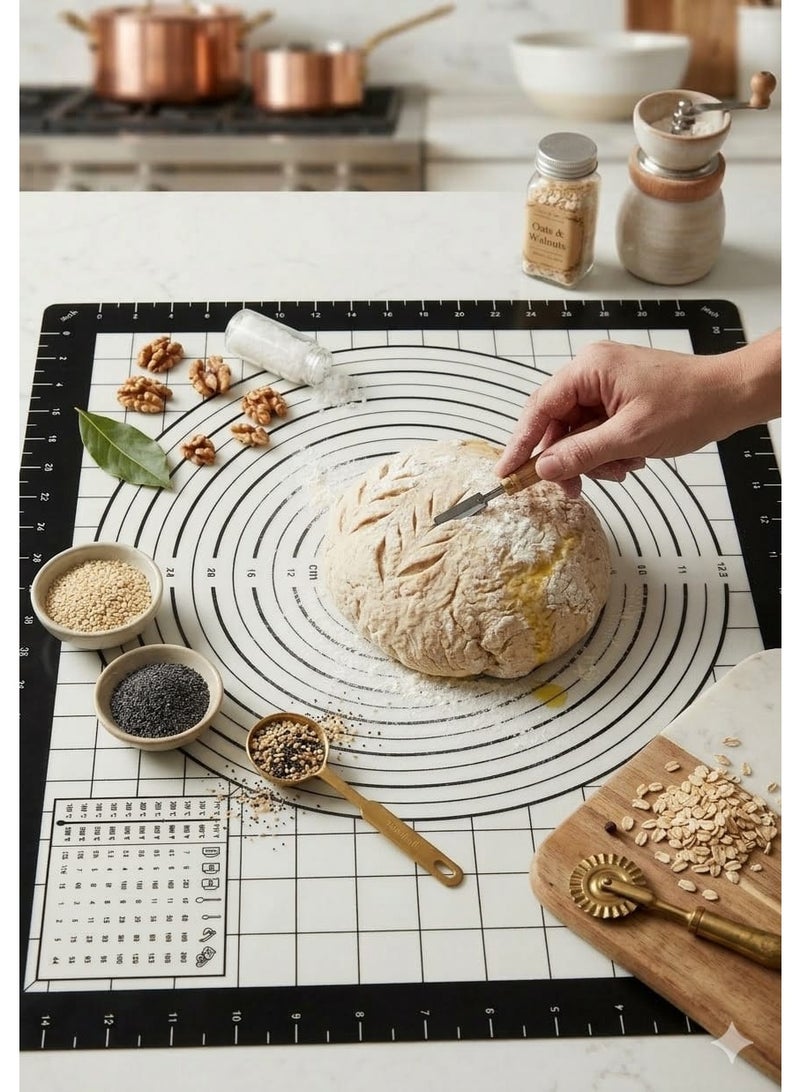 Silicone kneading and baking mat with measurements – Non-stick, heat-resistant baking mat – Ideal for kneading dough and preparing pastries - Image 2