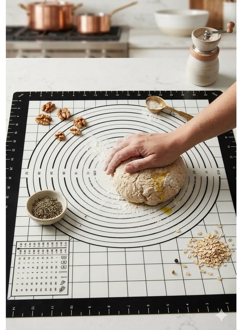 Silicone kneading and baking mat with measurements – Non-stick, heat-resistant baking mat – Ideal for kneading dough and preparing pastries - Image 1