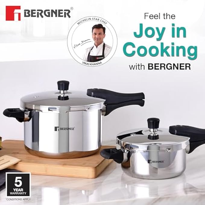 BERGNER Argent Elements Triply 15 L Pressure Cooker With 3 Safety System And Pressure Indicator St - Image 3