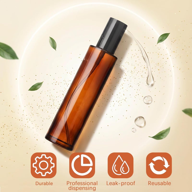 TOPWEL 2PCS 120ml/4oz Empty Refillable Amber Glass Lotion Pump Press Bottles Soap Dispensers Containers Jars with Black Cap for Foundation Cream Makeup Removel Oil Shampoo - Image 5