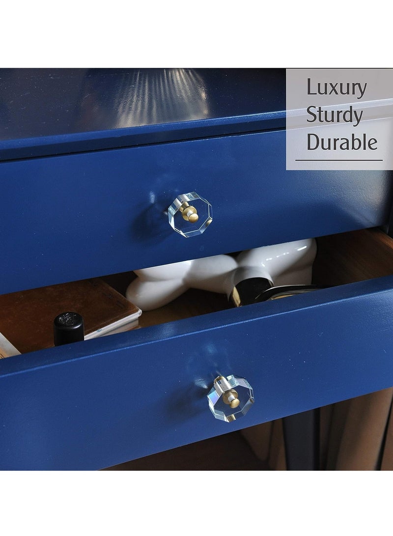 Glass Crystal Knobs Cabinet Knobs and Pulls Brass Drawer Pull Cabinet Handle Gold Furniture Hardware for Dresser Kitchen 6 Pack Octagon  - Image 4