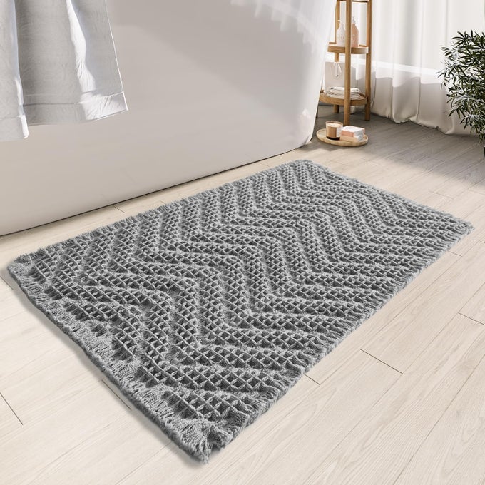 BATH RUGSUPGRADED WAFFLE BATH MATSUPER ABSORBENT BOHO BATH RUG NON SLIP BATH RUGSMACHINE WASHABLE RUGS RUBBER BACKED SHOWER MATT ULTRA SOFTGRAY18 X 30