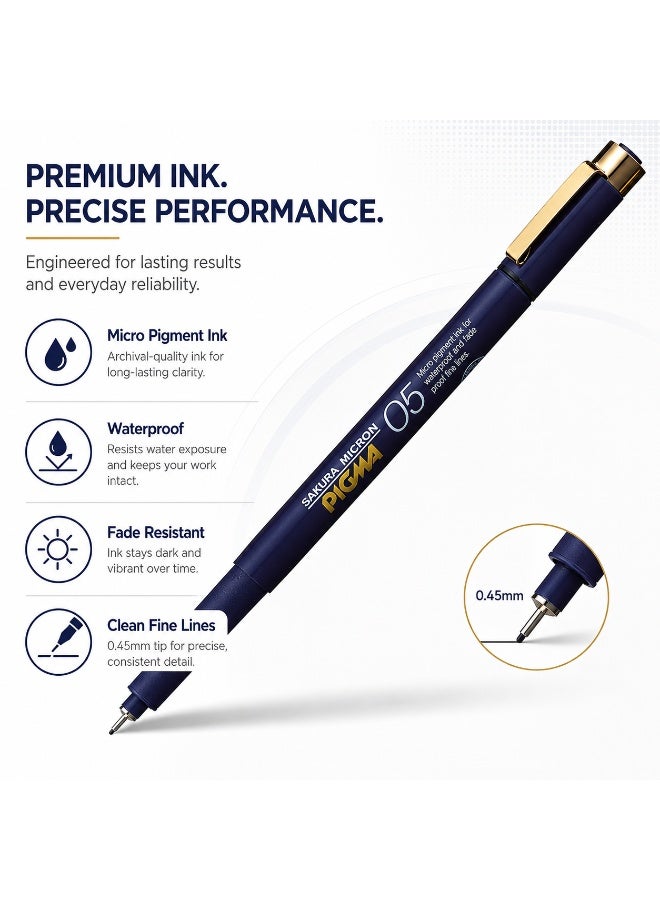 SAKURA Pigma Fineliner Pen ESDK05#49, 0.5 mm, Black, Pigment Ink, 1 pen for bold journal borders - Image 3