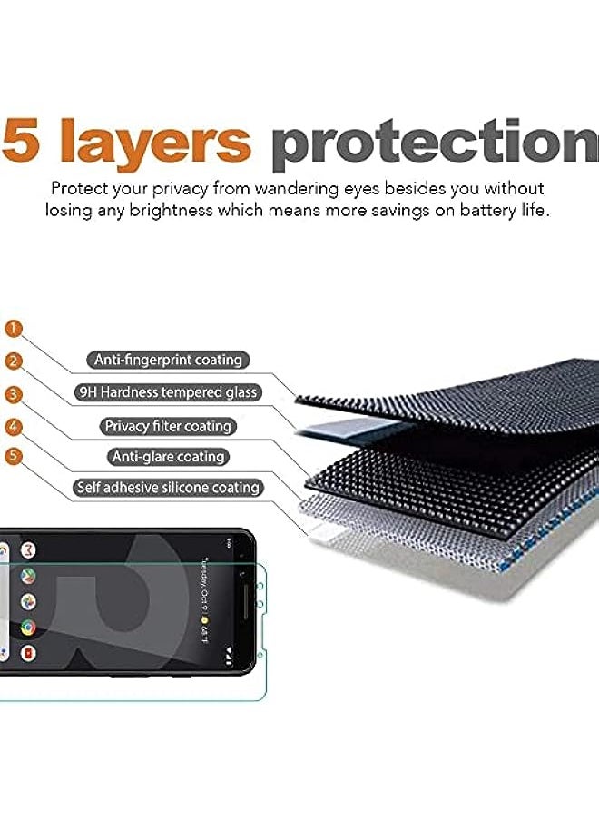HuHa - Google Pixel 3 Privacy Tempered Glass Screen Protector.9H Hardness Protector [Anti-Scratch] [Anti-Bubble] [Case Friendly] Compatible (Google Pixel 3 , Privacy) - Image 1