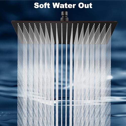 Midanya Rain Shower Head, Stainless Steel Large Rainfall Shower Head High Pressure, Bathroom Waterfall Square Showerhead, Ceiling or Wall Mount, Oil-Rubbed Bronze 16 Inch - Image 2