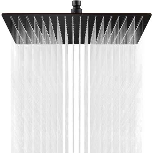 Midanya Rain Shower Head, Stainless Steel Large Rainfall Shower Head High Pressure, Bathroom Waterfall Square Showerhead, Ceiling or Wall Mount, Oil-Rubbed Bronze 16 Inch - Image 1