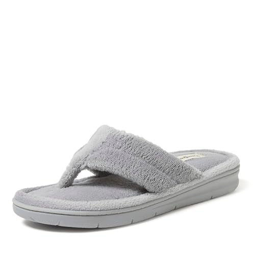 Dearfoams Women's Melanie Terry Thong Slipper, Grey Sleet, 9-10 - Image 2