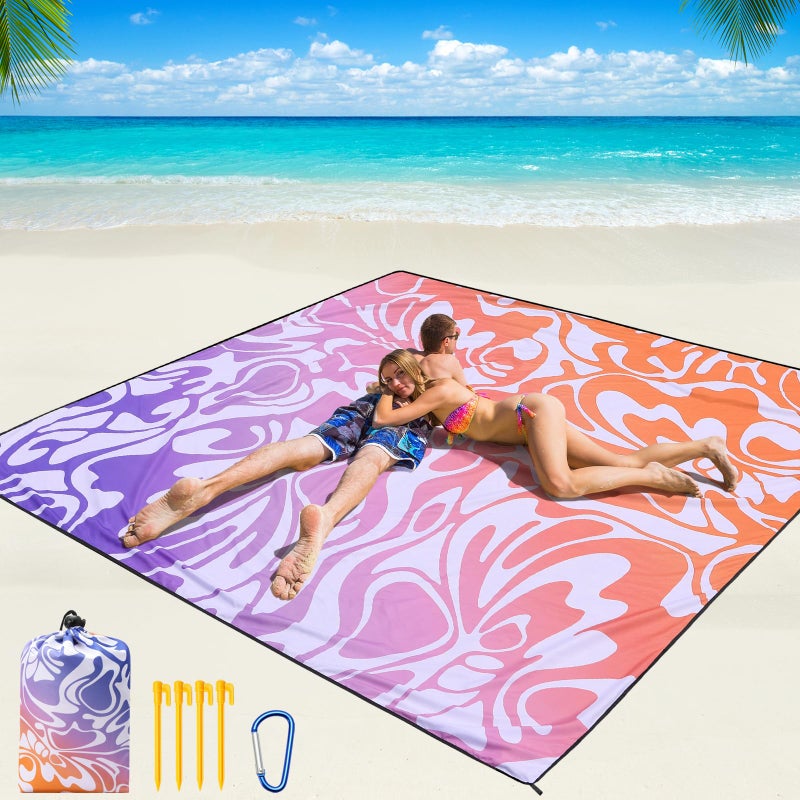 WIWIGO Beach Blanket Waterproof Sandproof Beach Mat 79" X 83"/10'x9'for 2-8 Adults Quick Drying Outdoor Picnic Mat Beach Accessories for Travel, Camping, Hiking - Image 4