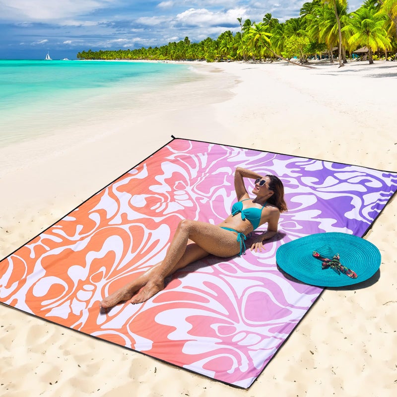 WIWIGO Beach Blanket Waterproof Sandproof Beach Mat 79" X 83"/10'x9'for 2-8 Adults Quick Drying Outdoor Picnic Mat Beach Accessories for Travel, Camping, Hiking - Image 1