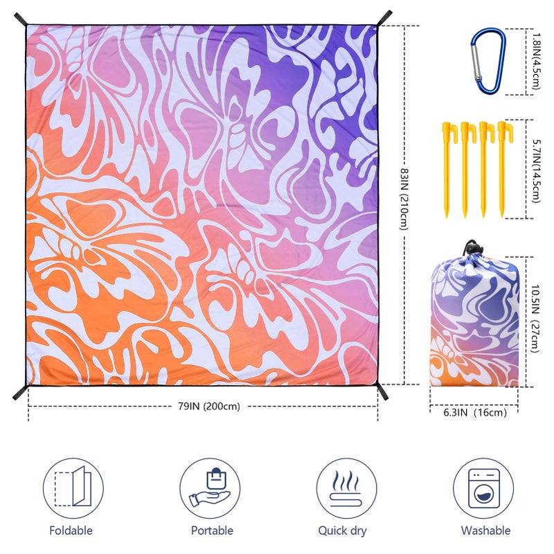 WIWIGO Beach Blanket Waterproof Sandproof Beach Mat 79" X 83"/10'x9'for 2-8 Adults Quick Drying Outdoor Picnic Mat Beach Accessories for Travel, Camping, Hiking - Image 2