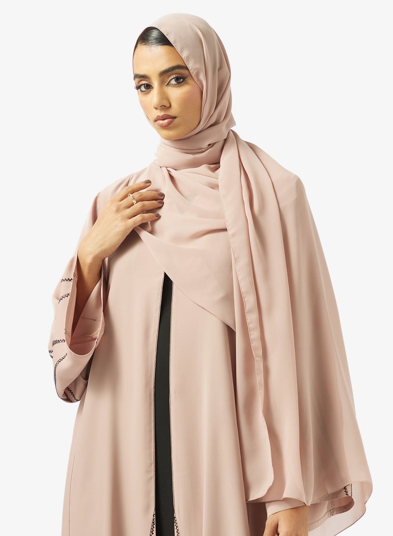 hayas closet Embroidered Abaya With Sheila - Image 4