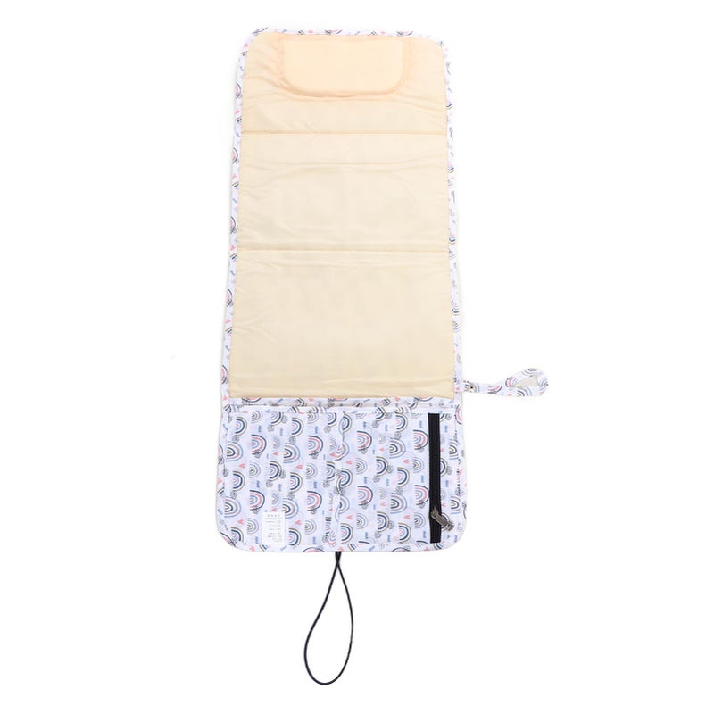 Portable Diaper Changing Pad: White Premium Nylon Waterproof Easy-to-clean One-hand Operation Large Comfortable 3-in-1 Foldable Mat Bag for Baby Home Park Car Travel Use - Image 3