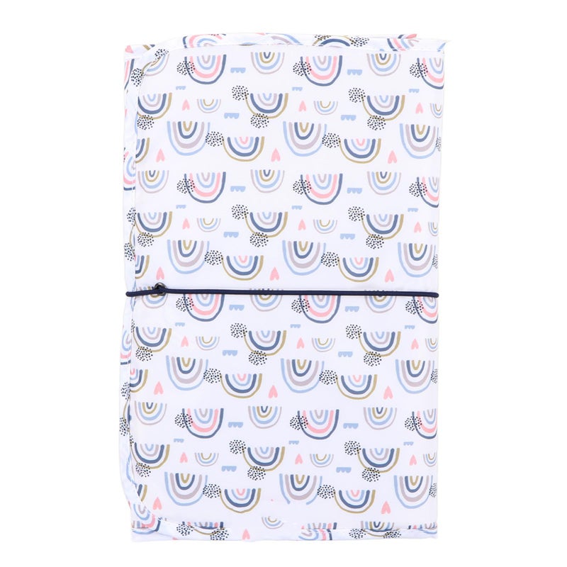 Portable Diaper Changing Pad: White Premium Nylon Waterproof Easy-to-clean One-hand Operation Large Comfortable 3-in-1 Foldable Mat Bag for Baby Home Park Car Travel Use - Image 1