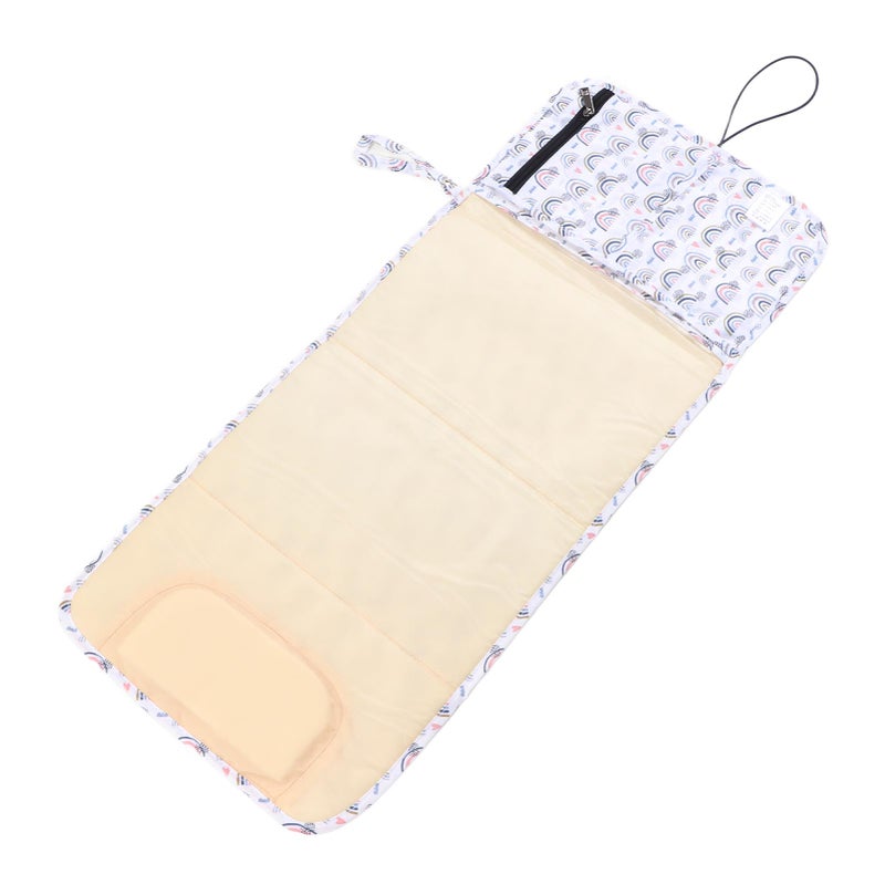 Portable Diaper Changing Pad: White Premium Nylon Waterproof Easy-to-clean One-hand Operation Large Comfortable 3-in-1 Foldable Mat Bag for Baby Home Park Car Travel Use - Image 2