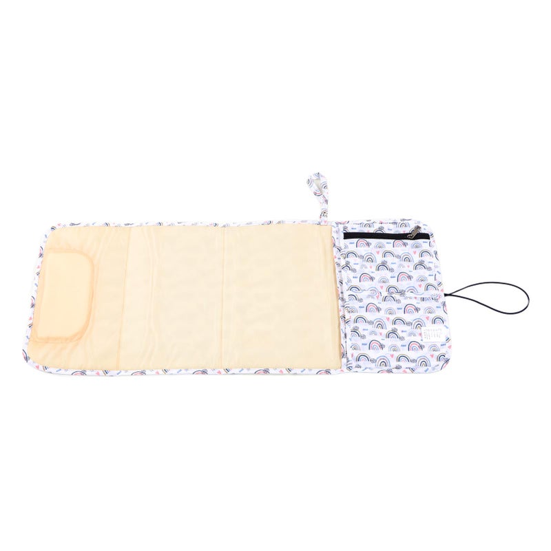 Portable Diaper Changing Pad: White Premium Nylon Waterproof Easy-to-clean One-hand Operation Large Comfortable 3-in-1 Foldable Mat Bag for Baby Home Park Car Travel Use - Image 5