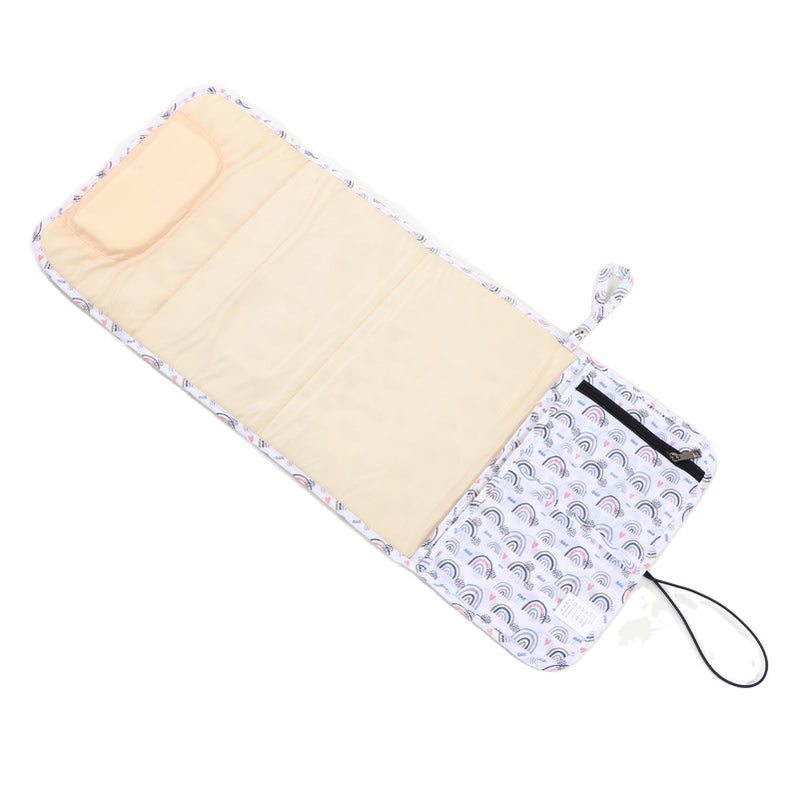 Portable Diaper Changing Pad: White Premium Nylon Waterproof Easy-to-clean One-hand Operation Large Comfortable 3-in-1 Foldable Mat Bag for Baby Home Park Car Travel Use - Image 4