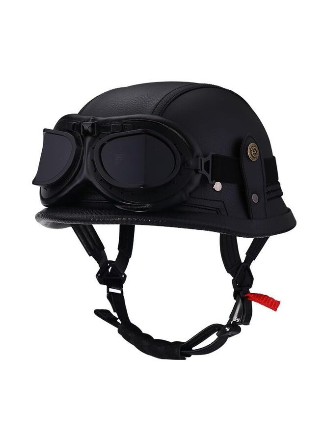 Helmet Motorcycle German Style Helmet Retro Motorcycle Half Helmet Skull Cap for Adult Men Women Vintage Open Face Half Shell Helmet for Cruiser Scooter Chopper (Black L) - Image 1