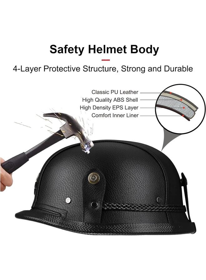 Helmet Motorcycle German Style Helmet Retro Motorcycle Half Helmet Skull Cap for Adult Men Women Vintage Open Face Half Shell Helmet for Cruiser Scooter Chopper (Black L) - Image 5