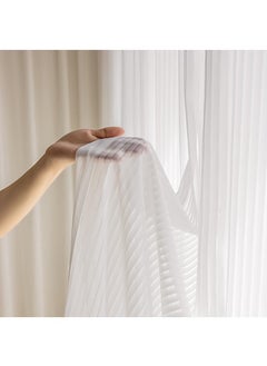 Vertical Stripes White Gauze Curtains Living Room Pervious To Light Window Screen