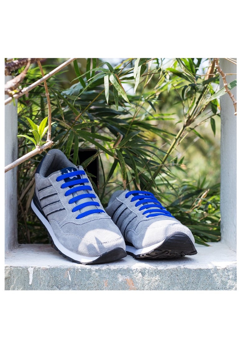 No Tie Shoelaces for Kids and Adults, Stretch Silicone Elastic Shoe Laces, Lazy Quick Tie Tieless Waterproof Wash-free Shoe Laces for Sneakers Running Shoe Boots Board and Casual Shoes, Adult-Blue - Image 3