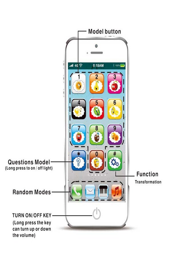 general Toy Phone Dazzling LED Lights Multi-functional Children Mobile Phone Toy - Image 5