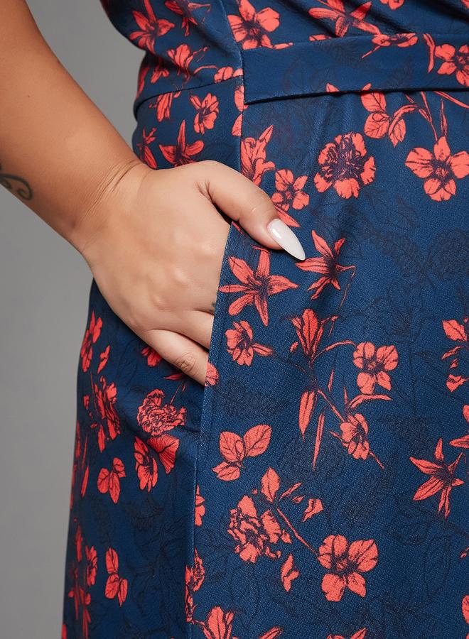 Miss Chase Plus Size Floral Print Wrap Midi Dress - Image 4
