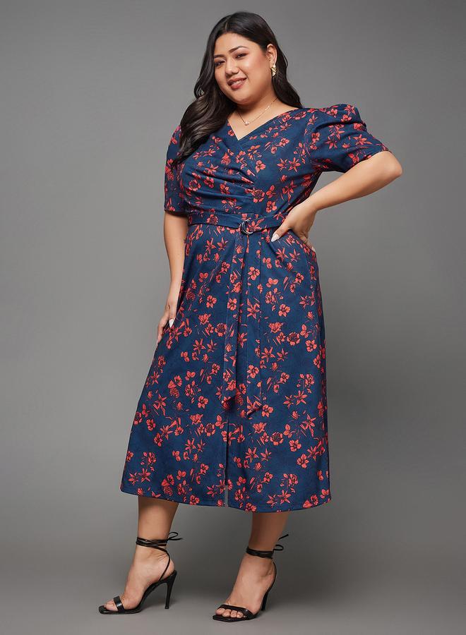 Miss Chase Plus Size Floral Print Wrap Midi Dress - Image 2
