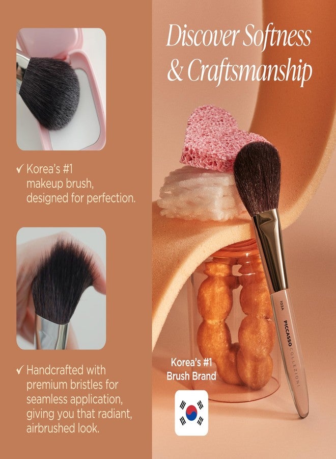 Piccasso COLLEZIONI 103A Powder Brush – Soft Makeup Brush for Face, Fluffy Blush and Setting Tool with Goat Hair Blend, Ideal for Powder Application, Shading, and Natural Finish, Professional Korean - Image 3