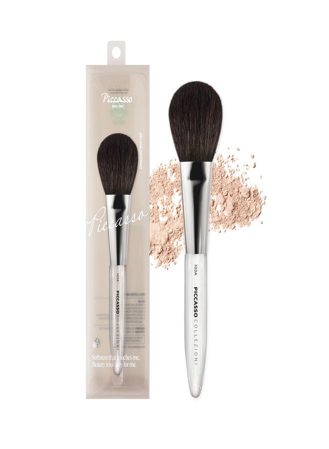 Piccasso COLLEZIONI 103A Powder Brush – Soft Makeup Brush for Face, Fluffy Blush and Setting Tool with Goat Hair Blend, Ideal for Powder Application, Shading, and Natural Finish, Professional Korean - Image 1