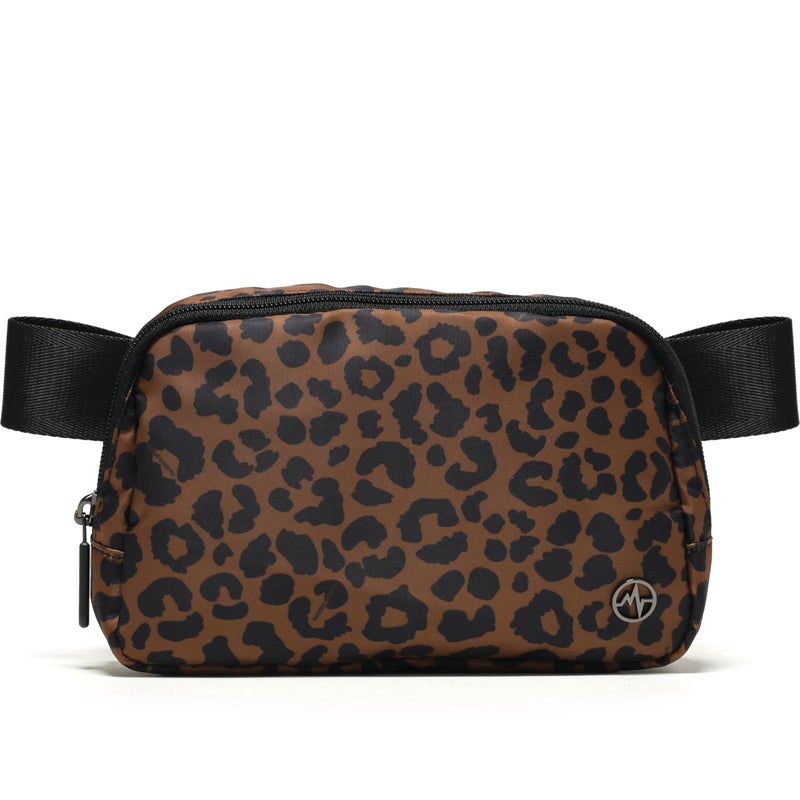 Pander Everywhere Crossbody Bag Polyester Sling Belt Bag with Adjustable Strap 63-120cm and Elastic Loop for Women Men Travel Gym, Midnight Leopard - Image 1