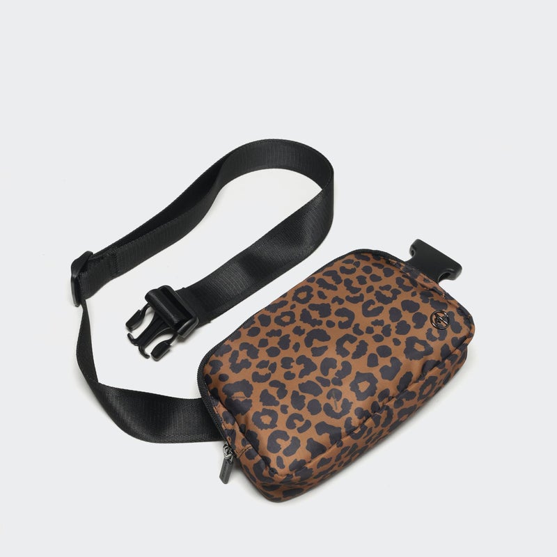 Pander Everywhere Crossbody Bag Polyester Sling Belt Bag with Adjustable Strap 63-120cm and Elastic Loop for Women Men Travel Gym, Midnight Leopard - Image 2