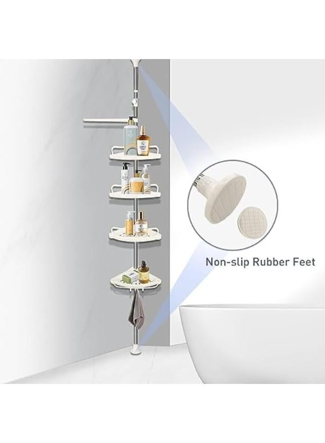 رف دش بأربعة أرفف، رف زاوية للحمام قابل للتعديل، رف تخزين قابل للتعديل، منظم شامبو وصابون قابل للتمديد لحوض الاستحمام - Image 5