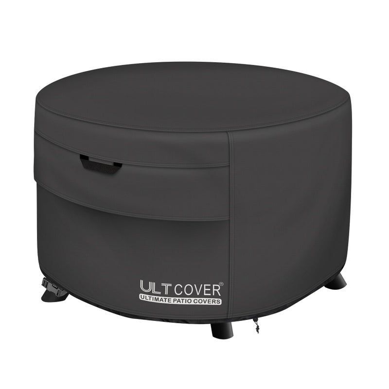 ULTCOVER غطاء طاولة نار فناء ULTCOVER دائري 40 بوصة خارجي مقاوم للماء لوعاء النار، أسود - Image 1
