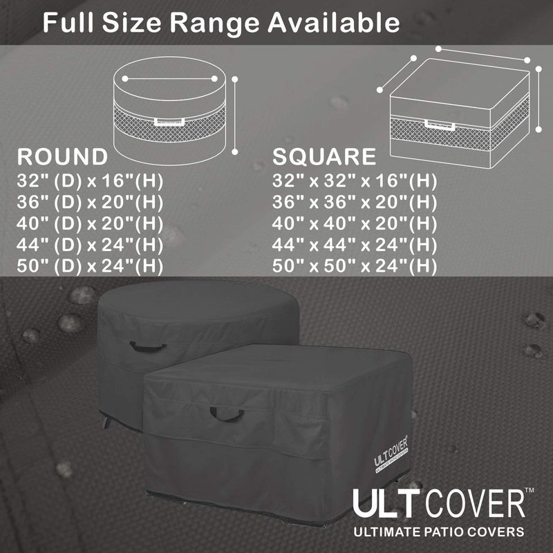 ULTCOVER غطاء طاولة نار فناء ULTCOVER دائري 40 بوصة خارجي مقاوم للماء لوعاء النار، أسود - Image 3
