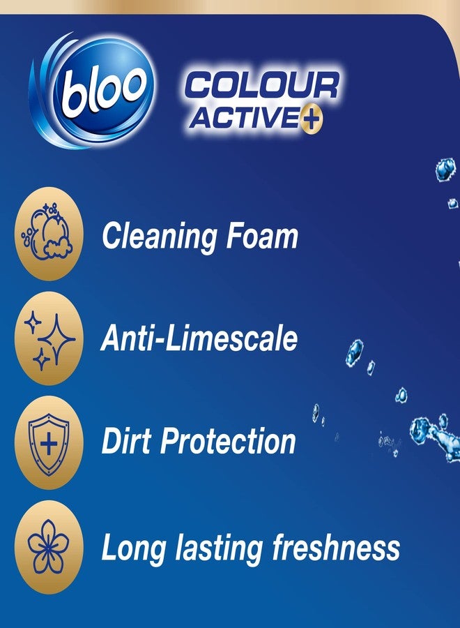Bloo Solid Toilet Rim Block Colour Active Blue Fresh Flower | 4 in 1 Toilet Cleaners with Anti-Limescale, Cleaning Foam, Dirt Protection and Extra Freshness | Pack of 3, 3x50g - Image 3