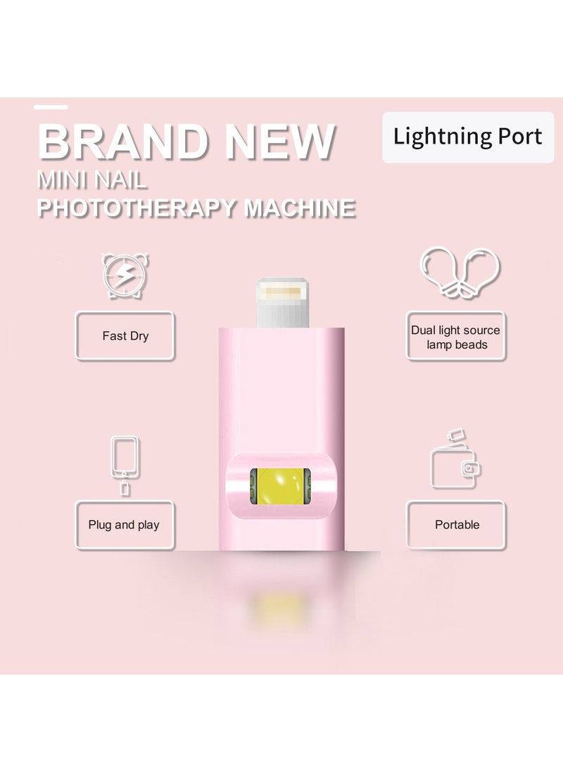 Generic Portable Nail Polish Dryer Mini Nail Lamp with Phone Interface Lightning Port, Fast-Dry Handheld UV LED Nail Light  - Image 5