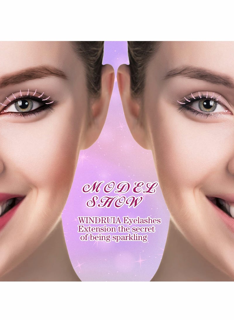 Excefore Colored Glitter Lashes, C Curl Colored Lash Extensions, 12mm Individual Eyelash Extension Volume - Image 5