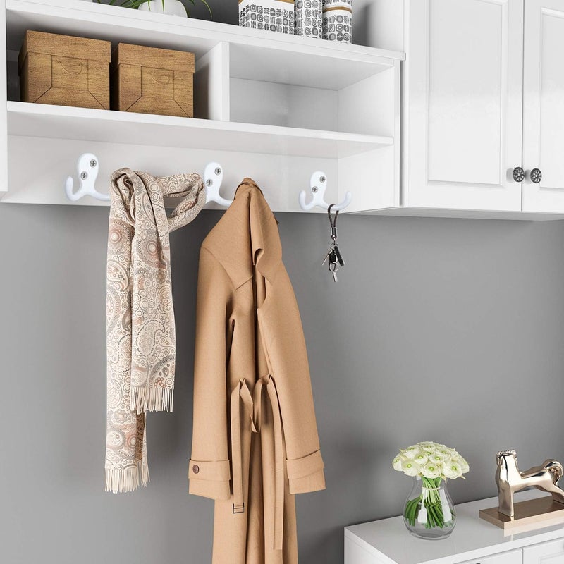IBosins مجموعة من 28 خطاف معطف مزدوج الشوكة شديد التحمل من IBosins مثبت على الحائط مع 56 برغيًا، خطافات مزدوجة رجعية متعددة الاستخدامات لتعليق المعطف والوشاح وا��حقيبة والمنشفة والمفتاح والقبعة والكوب والقبعة - Image 4