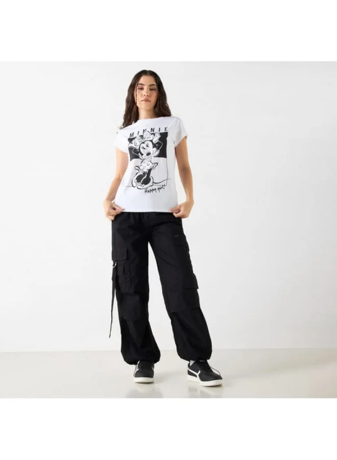 SP Characters Minnie Mouse Print T-shirt with Short Sleeves